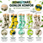 Unisex Batik Desenli Çorap 10'lu Set Pamuklu Renkli Uzun Soket Dikişsiz Nefes Alan Günlük Spor Çorabı