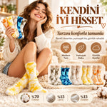 Unisex Batik Spor Çorap 10'lu Set Tie Dye Tenis Çorabı Koyu Retro Renkler Günlük Rahat Konforlu Stil