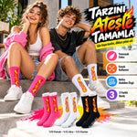 Unisex Alev Desenli Çorap 3'lü Set Pamuklu Uzun Soket Dikişsiz Nefes Alan Günlük Spor Çorabı Yumuşak