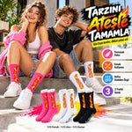 Unisex Alev Desenli Çorap 3'lü Set Pamuklu Uzun Soket Dikişsiz Nefes Alan Günlük Spor Çorabı Yumuşak