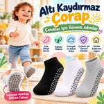 Çocuk Kaydırmaz Tabanlı Patik Çorap 6'lı Set Siyah Beyaz Gri Yumuşak Esnek Kokulu Günlük Çorap Rahat