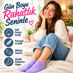 Kadın Yıkamalı Dikişsiz Patik Çorap 6'lı Kutulu Set | Renkli Kısa Sneaker Çorabı Hediyelik Paket Şık