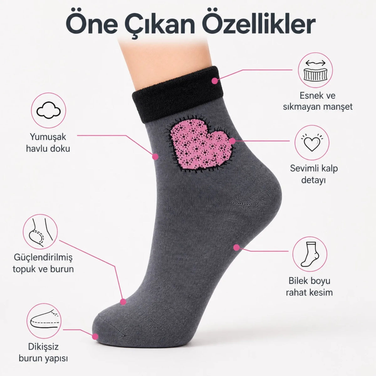 4’lü Kadın Kışlık Havlu Çorap Sıcak Tutan Yumuşak Karışık Desenli Günlük Çorap Seti