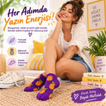Kadın Mor Ananas Desenli Patik Çorap 12'li Paket | Renkli, Rahat Günlük Kısa Çorap Seti