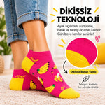 Meyve Desenli 5'li Bayan Patik Çorap Seti 36-40 | Premium Kutulu, Dikişsiz Pamuklu Hediye Çorap