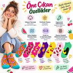 Kadın Meyve Desenli Patik Çorap 7'li Hediye Kutulu Set | Renkli, Rahat ve Esnek Günlük Çorap