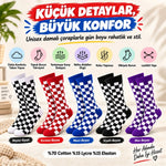 UNİSEX Çorap Dama Desenli Renkli 5'li Set Kareli Uzun Soket Günlük Spor Eğlenceli Rahat Çorap Seti