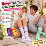 Unisex Batik Desenli Çorap 10'lu Set Renkli Pamuklu Uzun Soket Dikişsiz Nefes Alan Günlük Spor Çorabı