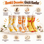 Unisex Batik Desenli Çorap 3'lü Set Pamuklu Renkli Uzun Soket Dikişsiz Nefes Alan Günlük Spor Çorabı