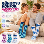 Unisex Batik Desenli Çorap 3'lü Set Pamuklu Renkli Uzun Soket Dikişsiz Nefes Alan Spor Çorabı Günlük