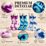 Unisex Batik Desenli Çorap 6'Lı Set Pamuklu Renkli Uzun Soket Dikişsiz Nefes Alan Spor Çorabı Günlük