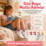 Kız Çocuk Pamuklu 4'lü Meyve Desenli Çorap Kiraz Karpuz Çilek Avokado Günlük Bilek Çorabı