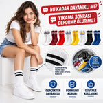 Unisex Renkli Çorap Çizgili 16'lı Set Uzun Soket Günlük Spor Kolej Stil Rahat Kadın Erkek Çorabı