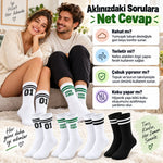 Unisex Çorap Çizgili 8'li Set 07 Good Vibes Baskılı Siyah Beyaz Uzun Soket Spor Kolej Stil Çorap