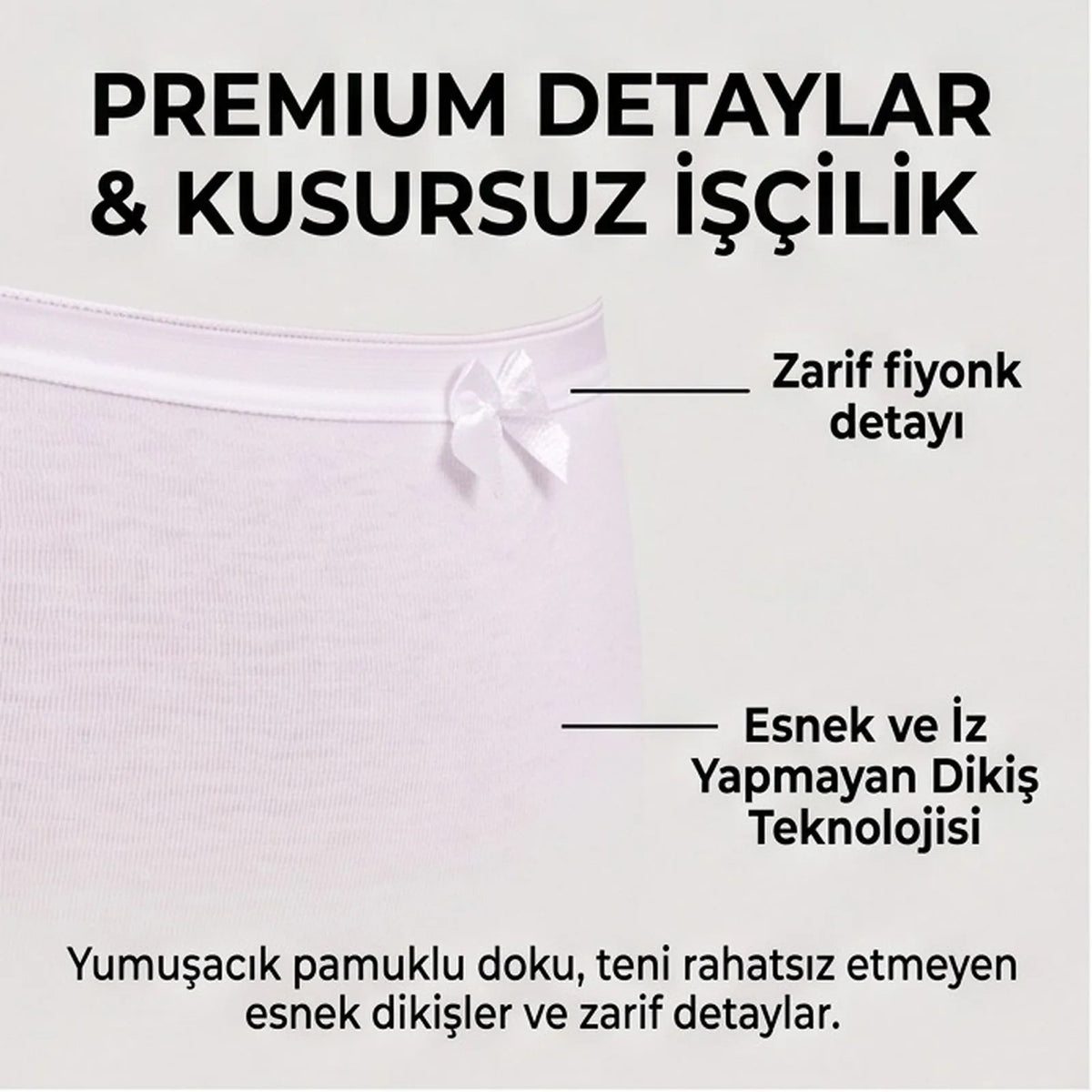 Kadın Pamuklu Düz Bato Külot 3'lü Paket Siyah Beyaz Ten | Normal Bel Klasik Kesim Günlük İç Çamaşırı