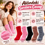 Kadın 5'li Peluş Ev Çorabı Seti | Yumuşacık Tüylü Kışlık Soket Çorap Kırmızı Pembe Siyah Kahve &amp; Gri