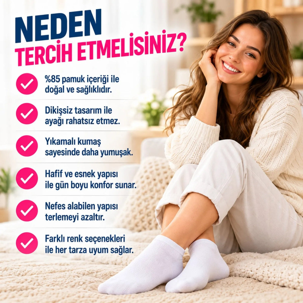 Kadın Yıkamalı Dikişsiz Patik Çorap 12'li Kutulu Set | Renkli Günlük Sneaker Çorabı Hediyelik Paket!