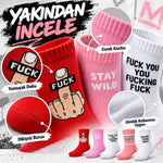 Unisex Yazılı Desenli Soket Çorap 5'li Set | Eğlenceli Sloganlı Renkli Günlük Uzun Çorap Modelleri Şık
