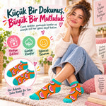 Kadın Turuncu Karpuz Desenli Patik Çorap 12'li Paket | Renkli, Rahat ve Esnek Günlük Kısa Çorap
