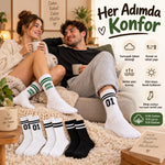 Unisex Çorap Çizgili 8'li Set 07 Good Vibes Baskılı Siyah Beyaz Uzun Soket Spor Kolej Stil Çorap