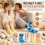 Unisex Batik Desenli Çorap 10'lu Set Pamuklu Renkli Uzun Soket Dikişsiz Nefes Alan Günlük Spor Çorabı