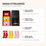 Kadın 3'lü Kutulu 3D Gözlü Soket Çorap Seti | Kırmızı, Sarı, Pembe Eğlenceli Hediyelik Çorap Paketi!