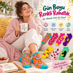 Kadın Meyve Desenli Patik Çorap 7'li Hediye Kutulu Set | Renkli, Rahat ve Esnek Günlük Çorap