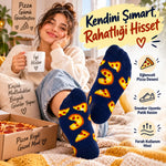 Pizza Desenli 3'lü Lacivert Patik Çorap Unisex Kısa Sneaker Günlük Çorap Seti Avantajlı Paket Rahat!