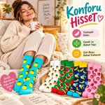 Kadın Çorap Meyve Desenli Renkli 5'li Set Limon Ananas Karpuz Muz Çilek Uzun Soket Günlük Çorap Seti