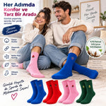 Kadın Çorap Meyve Nakışlı Renkli 4'lü Set Üzüm Kiraz Karpuz Avokado Desenli Günlük Uzun Soket Çorabı