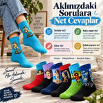 UNİSEX Çorap Sanat Temalı Renkli 7'li Set Portre Tablo Desenli Uzun Soket Günlük Eğlenceli Çorap Şık