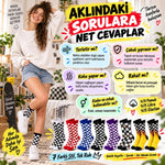 UNİSEX Çorap Dama Desenli Renkli 7'li Set Kareli Alev Baskılı Uzun Soket Günlük Spor Çorabı