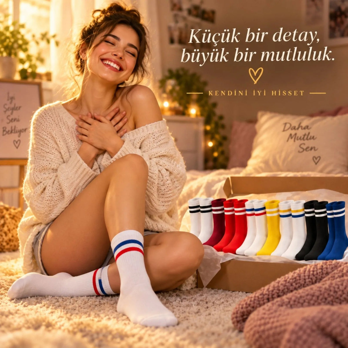 Unisex Renkli Çorap Çizgili 16'lı Set Uzun Soket Günlük Spor Kolej Stil Rahat Kadın Erkek Çorabı