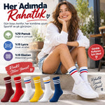 Unisex Renkli Çorap Çizgili 6'lı Set Uzun Soket Günlük Spor Kolej Stil Rahat Şık Kadın Erkek Çorabı