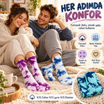 Unisex Batik Desenli Çorap 3'lü Set Pamuklu Renkli Uzun Soket Dikişsiz Nefes Alan Spor Çorabı Günlük