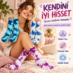 Unisex Batik Desenli Çorap 6'Lı Set Pamuklu Renkli Uzun Soket Dikişsiz Nefes Alan Spor Çorabı Günlük