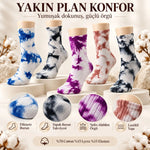 Unisex Batik Desenli Çorap 5'li Set Pamuklu Renkli Uzun Soket Dikişsiz Nefes Alan Günlük Spor Çorabı