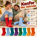 Unisex Renkli Çorap 8'li Set Günlük Rahat Esnek Uzun Soket Çorap Canlı Renkler Yumuşak Konforlu Seti