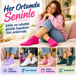 Kadın Yıkamalı Dikişsiz Patik Çorap 12'li Kutulu Set | Renkli Günlük Sneaker Çorabı Hediyelik Paket!