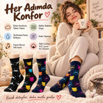 Unisex Kedi Desenli Çorap 3'lü Set Pamuklu Renkli Uzun Soket Dikişsiz Nefes Alan Rahat Günlük Çorap