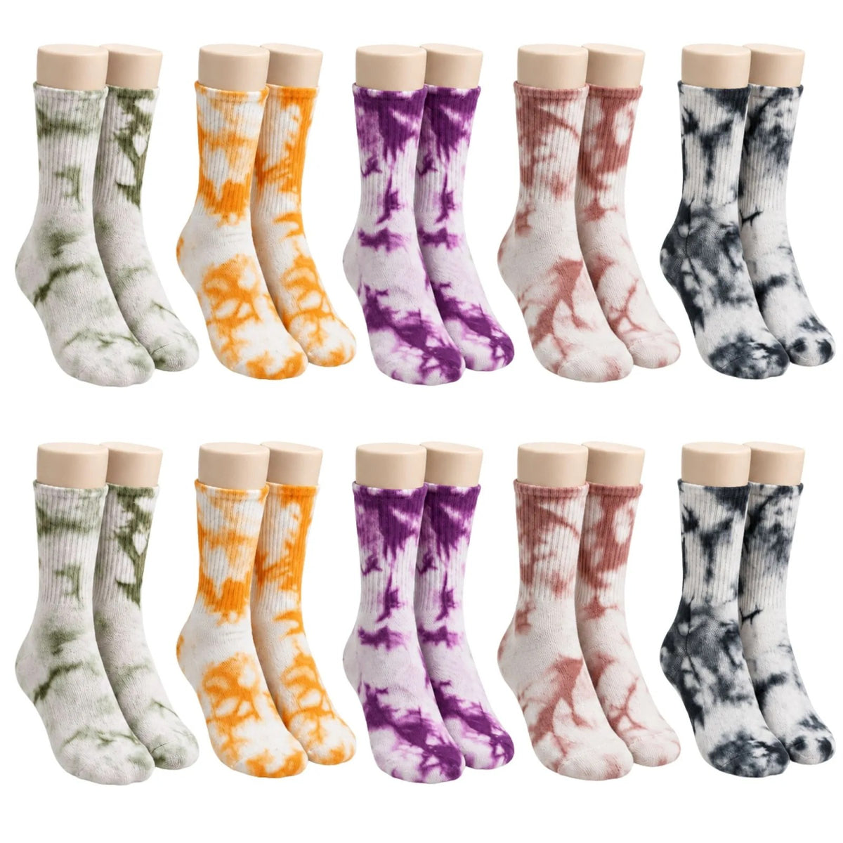 Unisex Batik Desenli Çorap 10'lu Set Renkli Pamuklu Uzun Soket Dikişsiz Nefes Alan Günlük Spor Çorabı