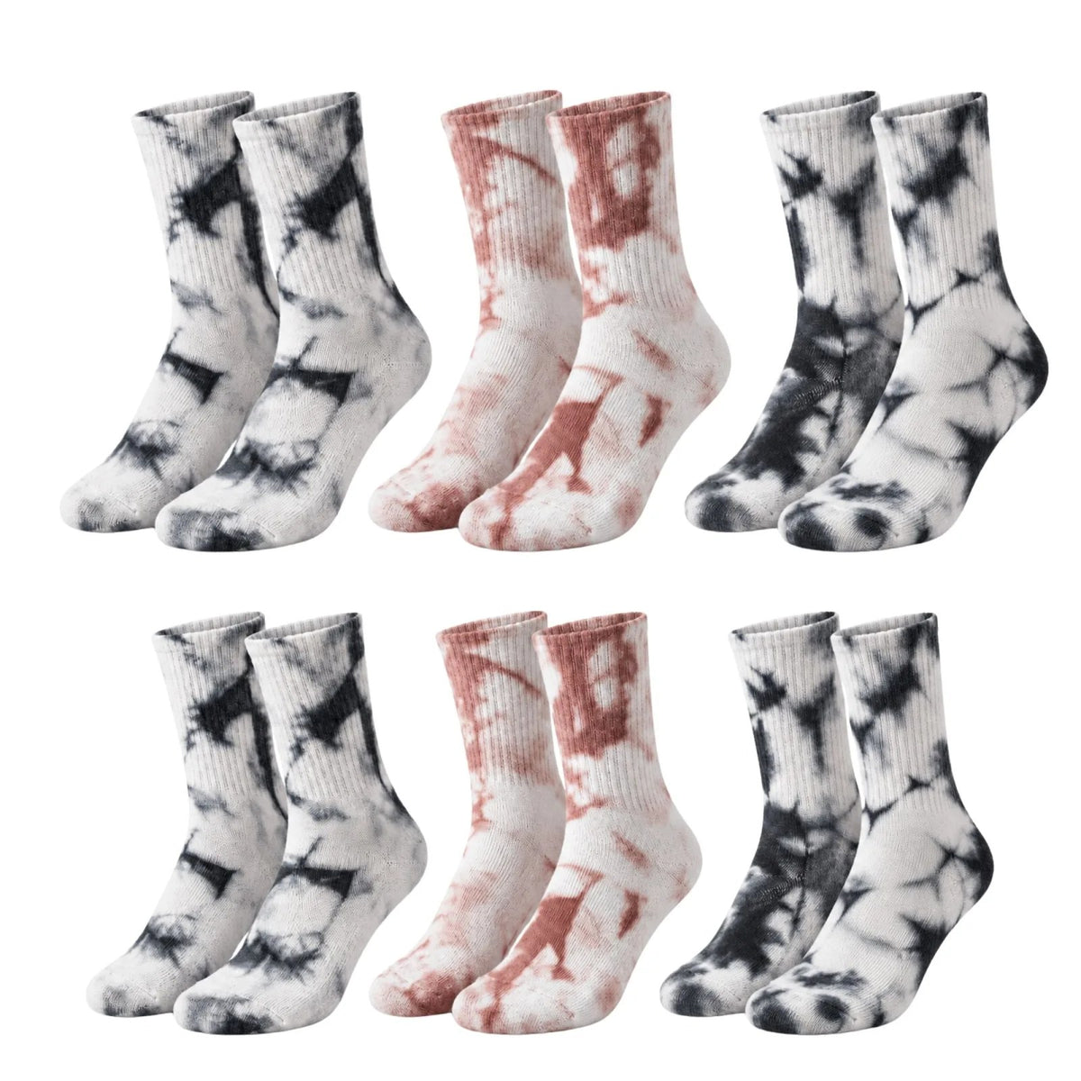 Unisex Batik Desenli Çorap 6'lı Set Pamuklu Uzun Soket Günlük Spor Nefes Alan Dikişsiz