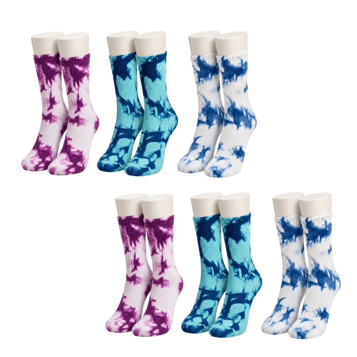 Unisex Batik Desenli Çorap 6'Lı Set Pamuklu Renkli Uzun Soket Dikişsiz Nefes Alan Spor Çorabı Günlük