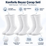 Unisex Basic Siyah Beyaz Soket Çorap 6'lı Set Kadın Erkek Spor Günlük Uzun Ribanalı Rahat Çorap Set