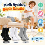 Çocuk Spor Çorap 3'lü Set Siyah Beyaz Gri İnce Dikişli Kokulu Yıkama Yumuşak Esnek Günlük Çorap Seti