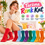 Unisex Renkli Çorap 8'li Set Günlük Rahat Esnek Uzun Soket Çorap Canlı Renkler Yumuşak Konforlu Seti