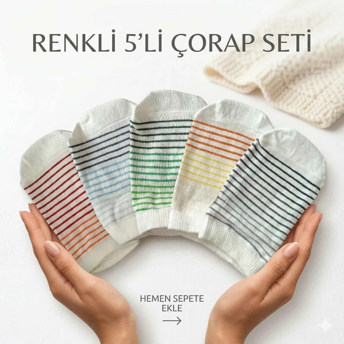 Bebek ve Çocuk Renkli Çizgili Patik Çorap 5’li Set | Esnek, Yumuşak ve Rahat Günlük Çorap 0-12 Ay – 5-6 Yaş