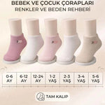 Bebek ve Kız Çocuk Pamuklu Patik Çorap 5’li Set | %88 Pamuk, İnce Burun Dikişli, Yumuşak ve Rahat, 0-12 Ay – 5-6 Yaş