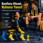 Fenerbahçe Taraftar Çorabı 6’lı Set – Sarı Lacivert FB 1907 Desenli Yetişkin Günlük Çorap