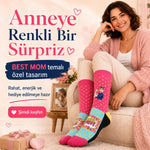 Best Mom Kadın Çorabı 36-40 Pamuklu Dikişsiz Burun Pop Art Desenli Renkli Soket Hediyelik Çorap